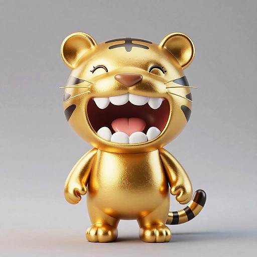 Whimsical Shiny Gold Plushie Tiger