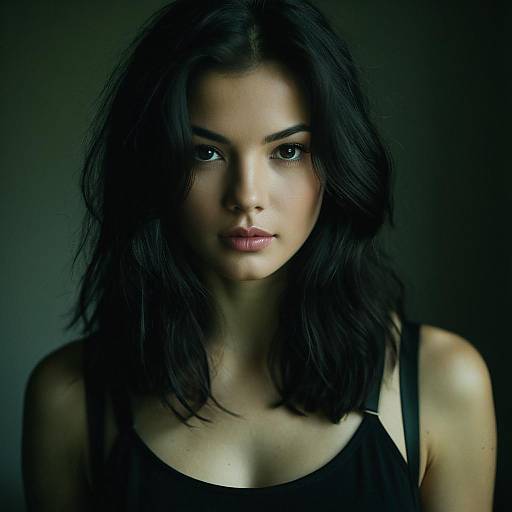 Realistic Portrait of Woman with Green Eyes