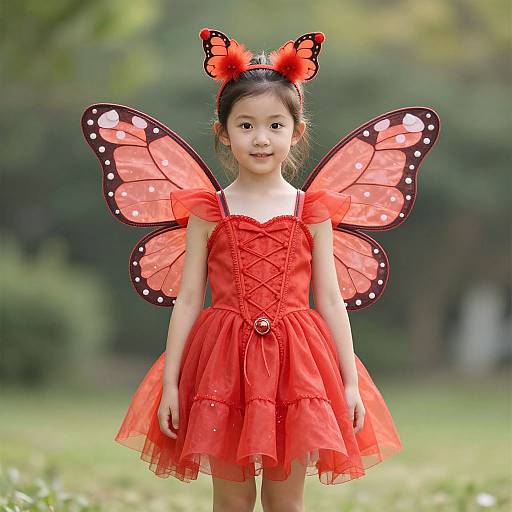 Red Butterfly Fairy Costume for Kids