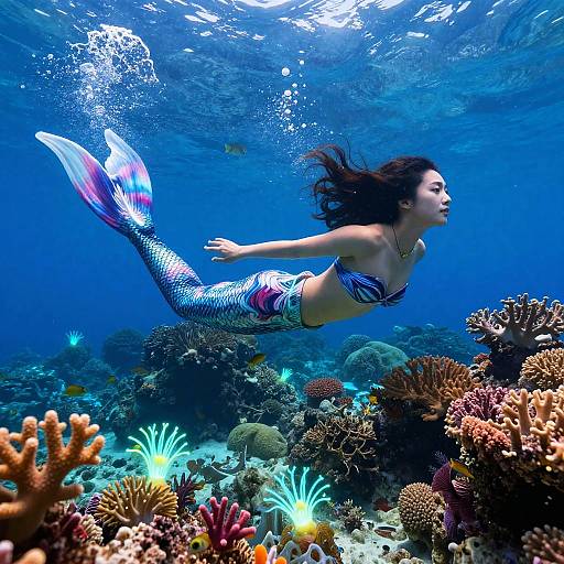 Asian Mermaid in Vibrant Coral Reefs