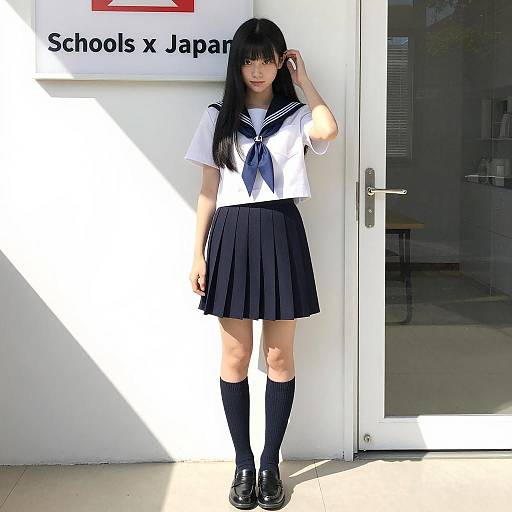 Vibrant Japanese Schoolgirl in Sunlight
