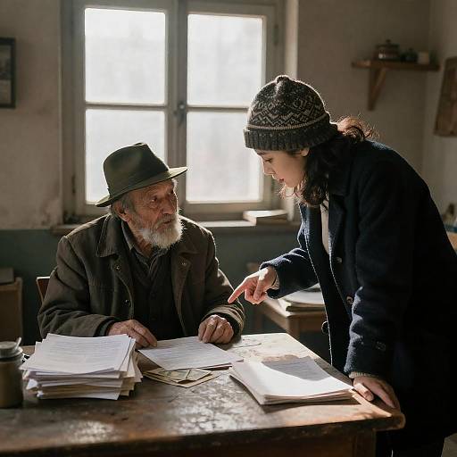 Elderly Man and Woman Discussing Documents