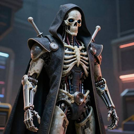 Cyberpunk SKELETOR Biomechanical Hooded Portrait