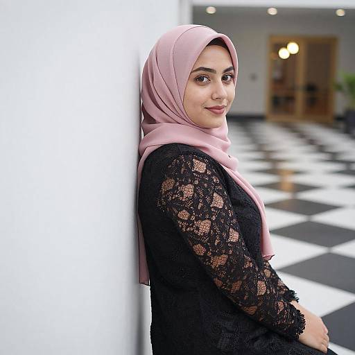 Curvy Woman in Pink Hijab Pose