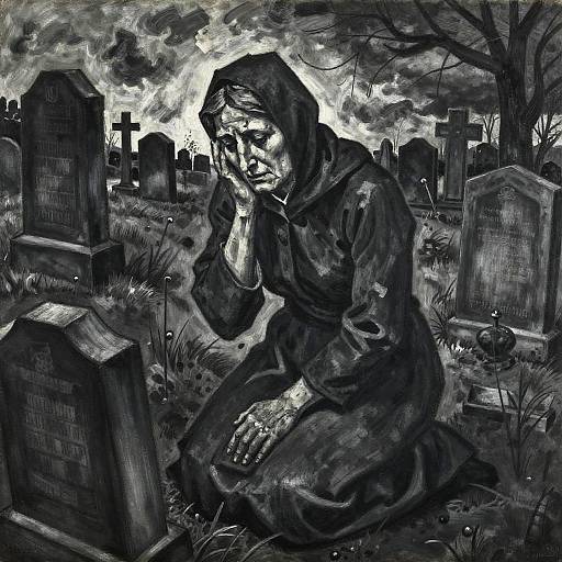Käthe Kollwitz Style Mourning Scene