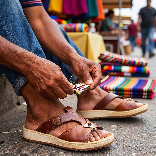 Artisan Crafting Traditional Mexican Huaraches
