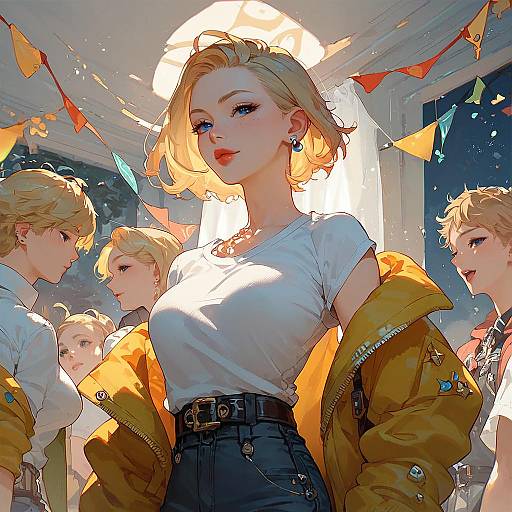 Stylish Blonde Woman at Night Party