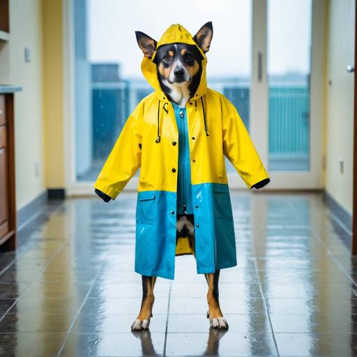 Colorful Canine in Raincoat Portrait