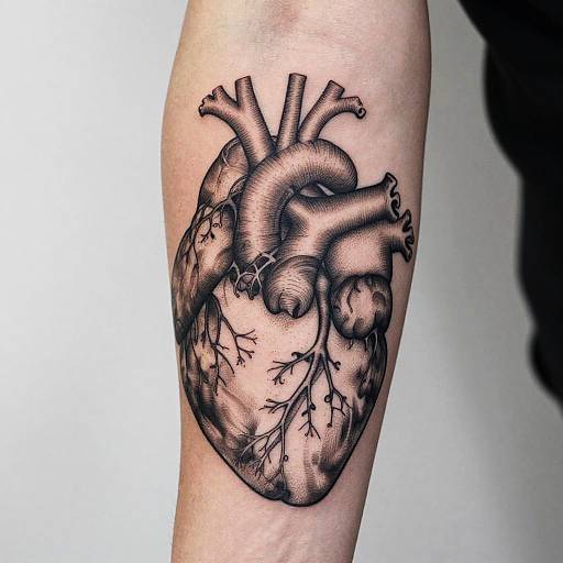 Anatomical Brain Heart Fusion Tattoo