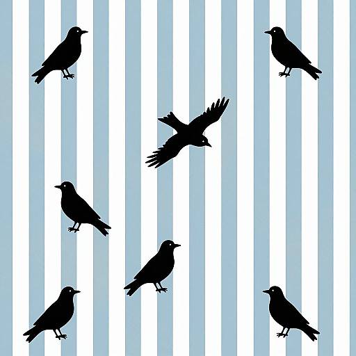 Modern Abstract Fabric Design with Birds