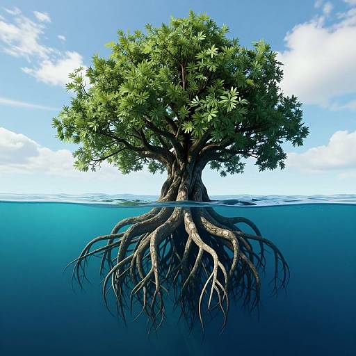 Surreal 3D Ancient Tree Scene