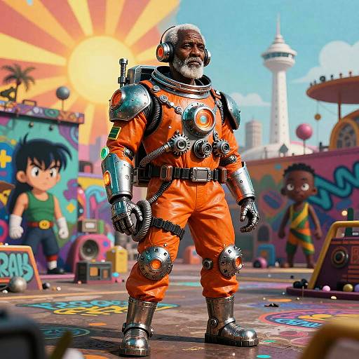 Futuristic Elderly Street Art Portrait