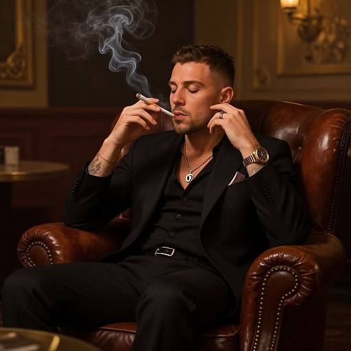 Andrew Tate in Stylish Smoke Lounge