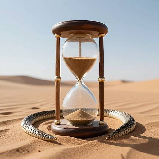 Serpentine Hourglass in Surreal Desert
