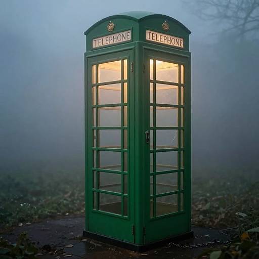Vintage Telephone Booth in Fog