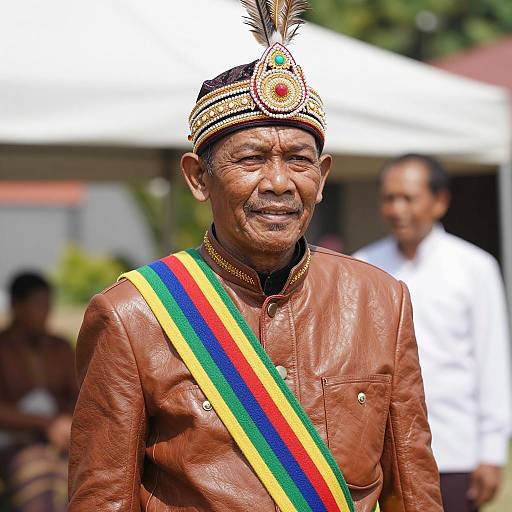 Elderly Southeast Asian Man in Traditional Malaysian Costume