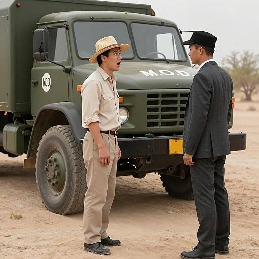 Surprised Encounter by Military Truck