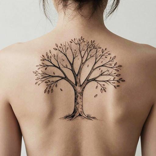 Minimalist Tree Back Tattoo Design