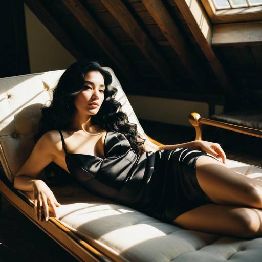 Woman Reclining on Vintage Chaise Lounge