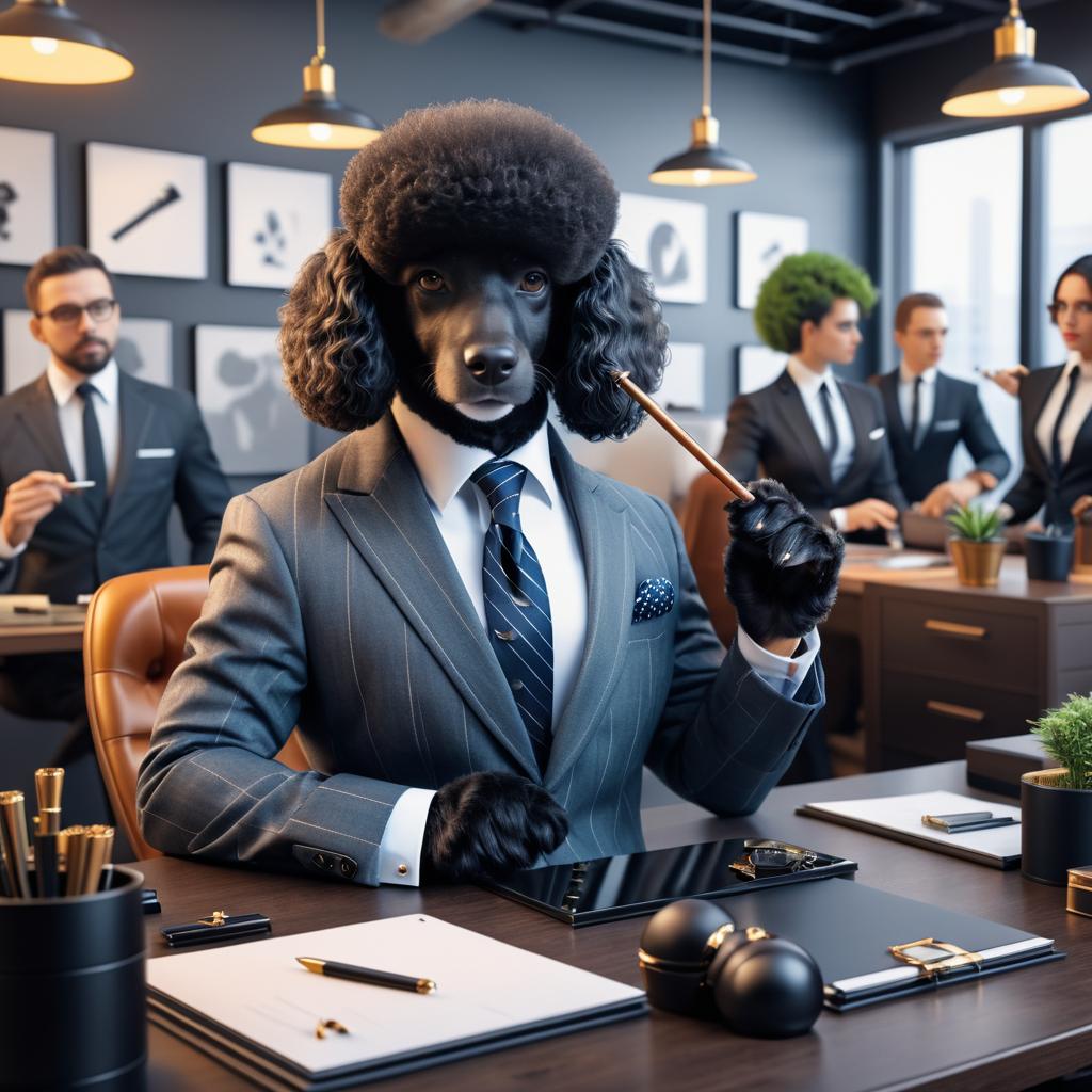 Corporate Poodle in Chic Workspace