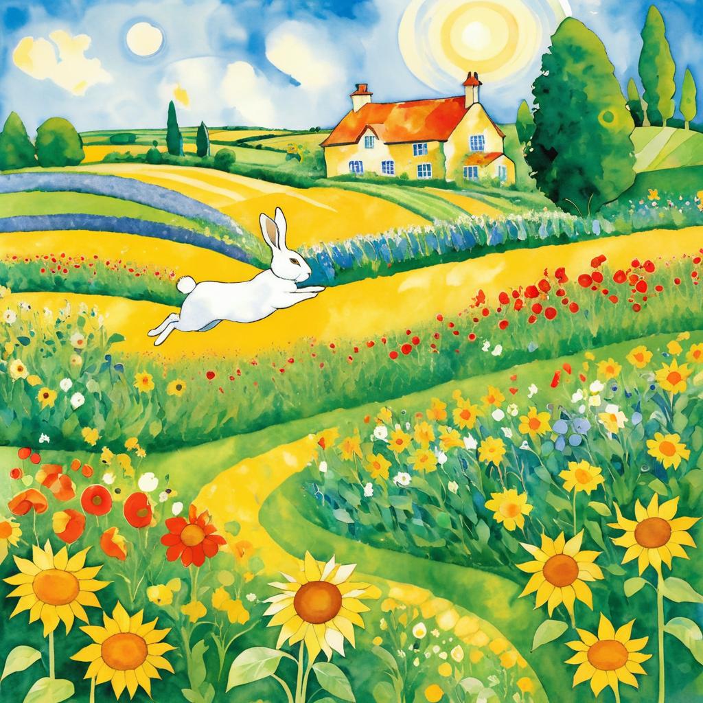 Charming Rabbit in a Sunflower Garden