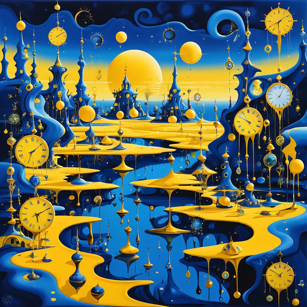 Surreal Landscape with Melting Clocks