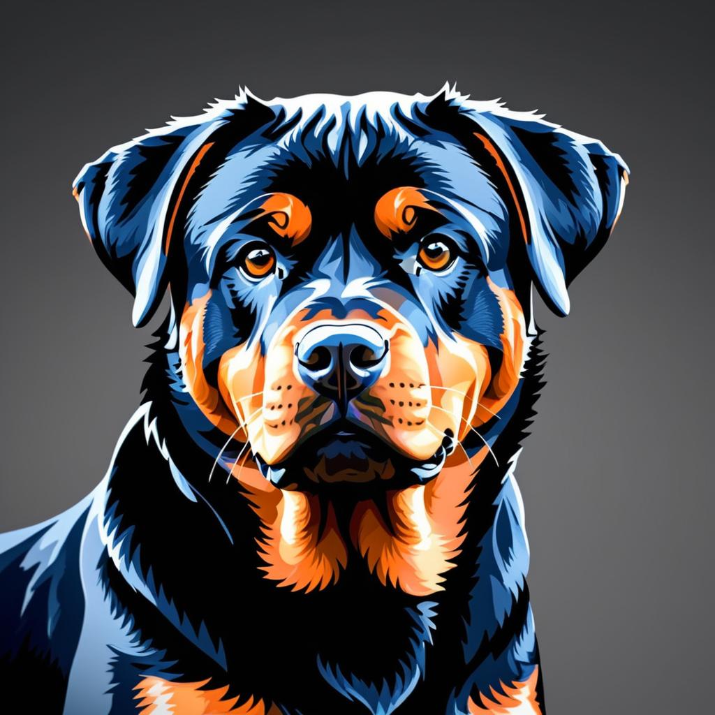 Realistic Rottweiler Portrait on Gray