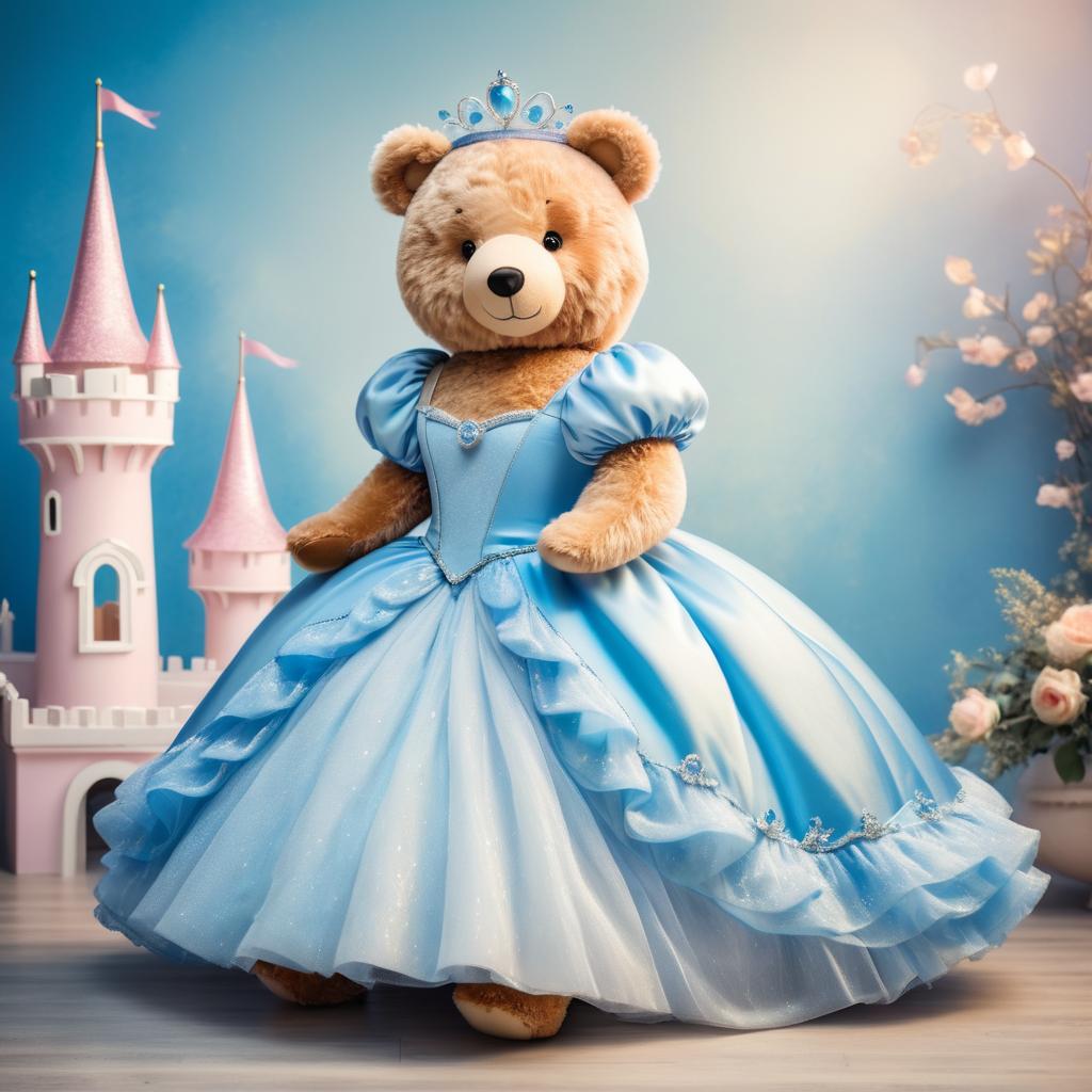 Whimsical Bear in Cinderella Costume