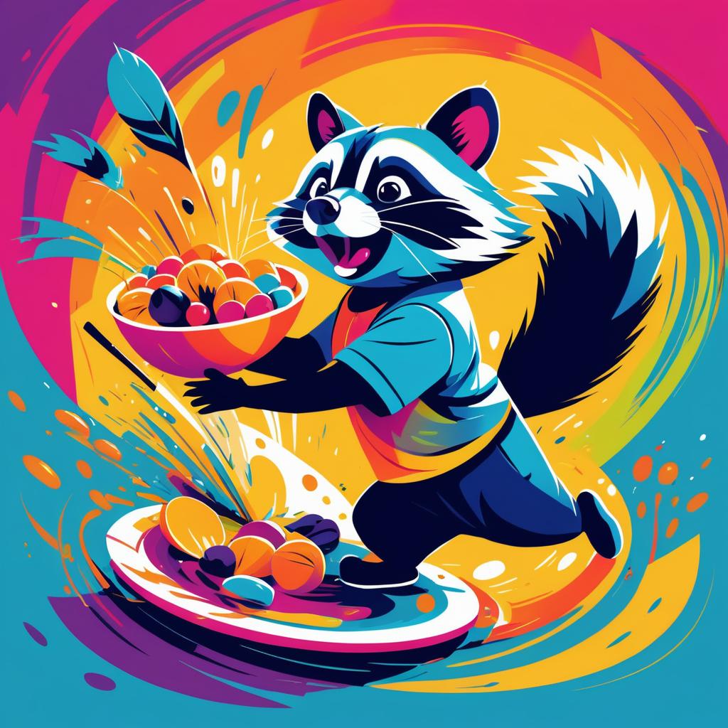 Dynamic Raccoon in Action Illustration