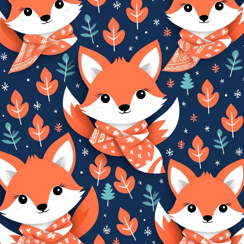 Kawaii Fox Seamless Pattern Design