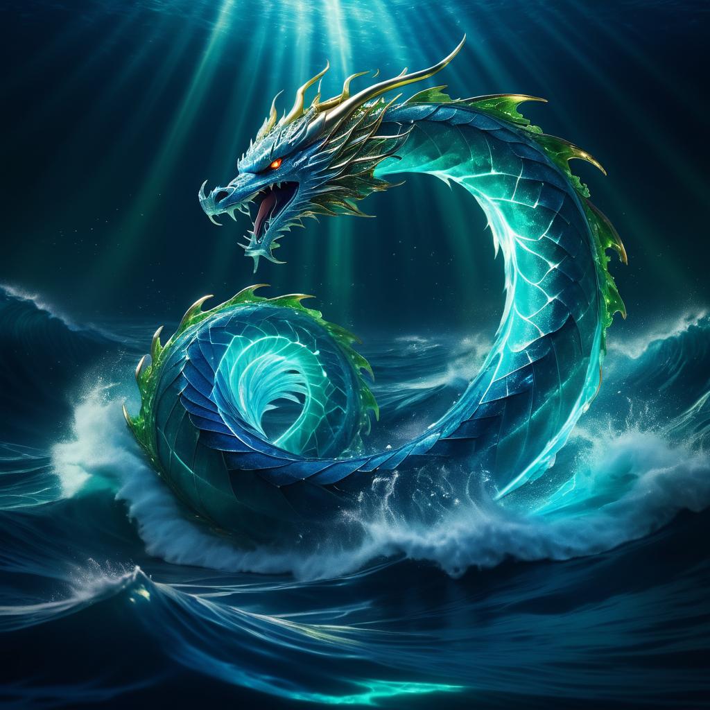 Cinematic Sea Serpent in Ocean Depths