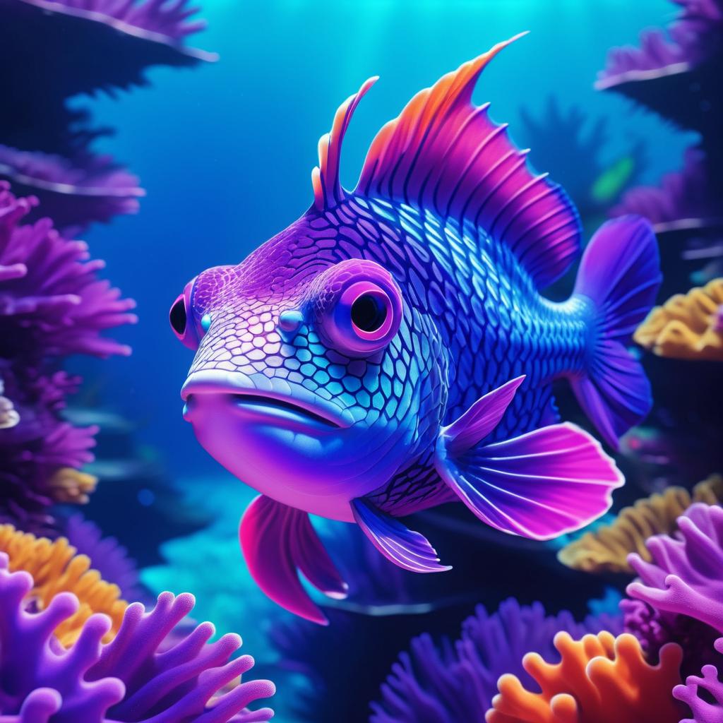 Vibrant Anthropomorphic Reef Creature Artwork