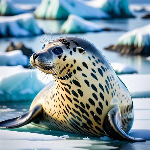 Vibrant Seal on Icy Coastline Vibrant Seal on Icy Coastline