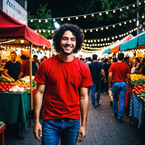 Smiling Man at Vibrant Night Market