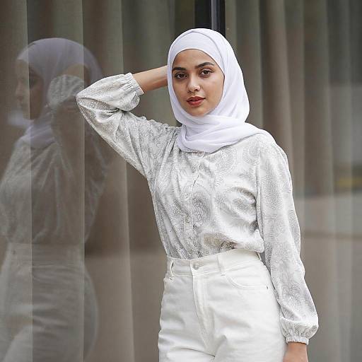 Young Woman in White Hijab Portrait