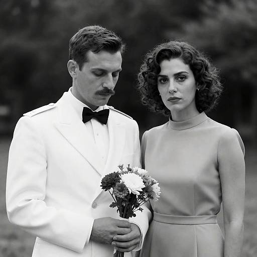 Elegant B&W Portrait of Couple Outdoors
