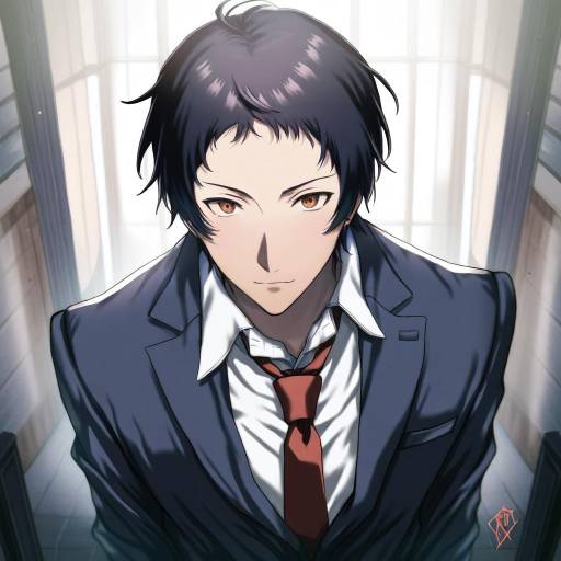 Illustration of Adachi tooru, persona in the style of Takecha