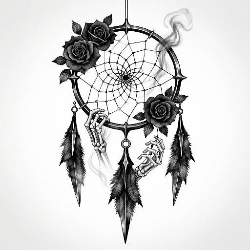 Elegant Gothic Dreamcatcher Tattoo Design