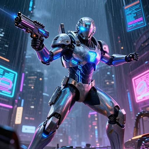 Cybertech Warrior in Futuristic Exosuit