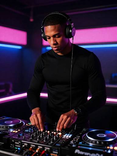 Cinematic Nightclub DJ in Neon