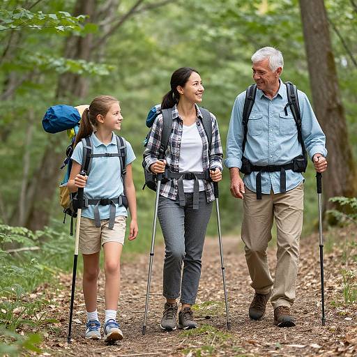 Family Hiking Adventure in Forest