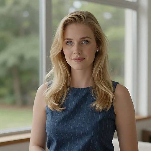 Blonde Woman Indoors by Large Window