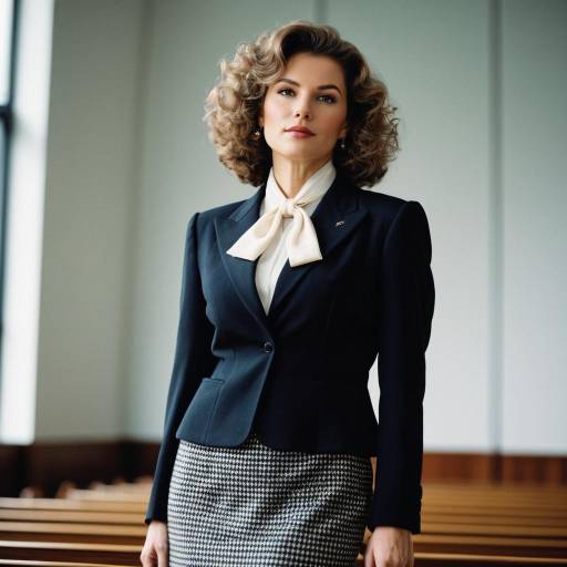 Elegant Professional Woman in 1980s Style Outfit