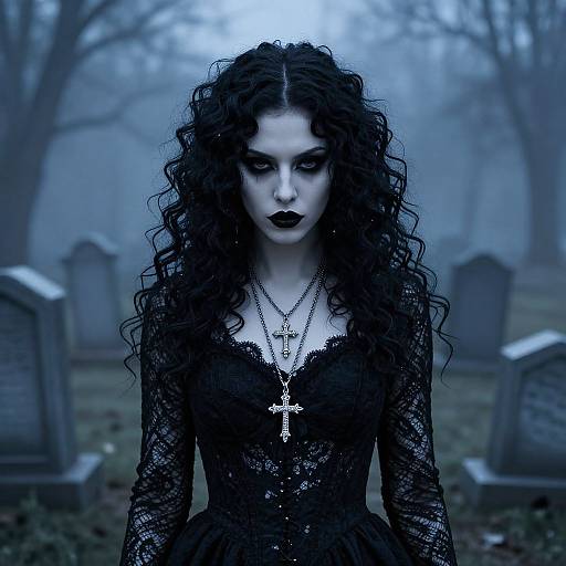 Gothic Digital Portrait of Pale Woman