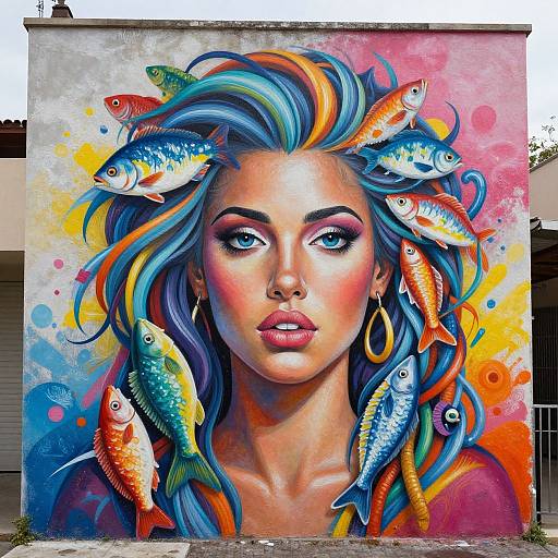 Woman with Fish Hair Street Art