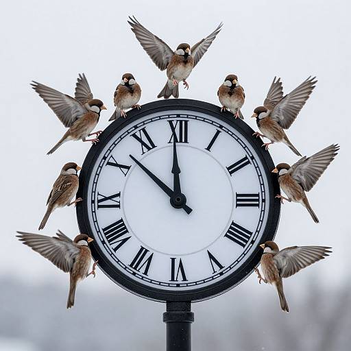 Roman Numeral Clock with Birds