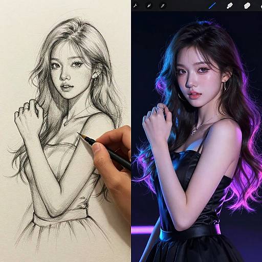 Sketch to Digital Art Transformation