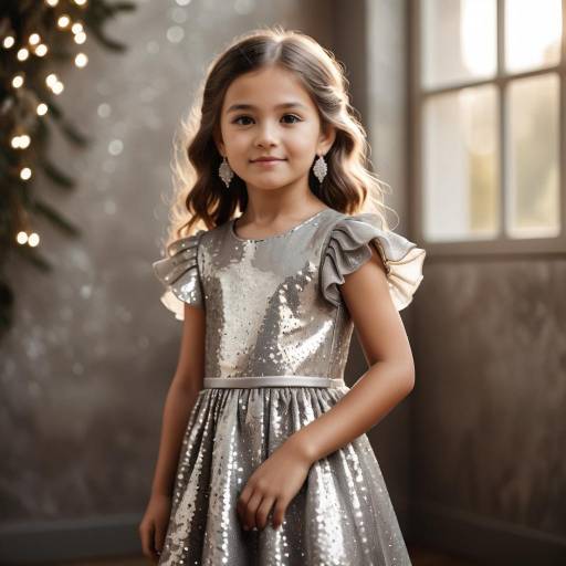 Young Girl in Sparkling Silver Dress