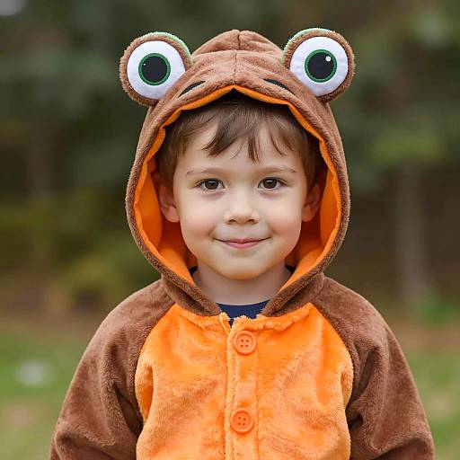 Young Boy in Frog Halloween Costume