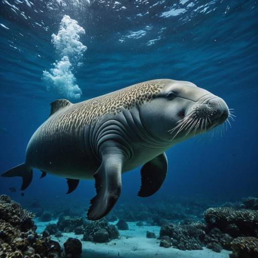 Underwater Dugong in Motion